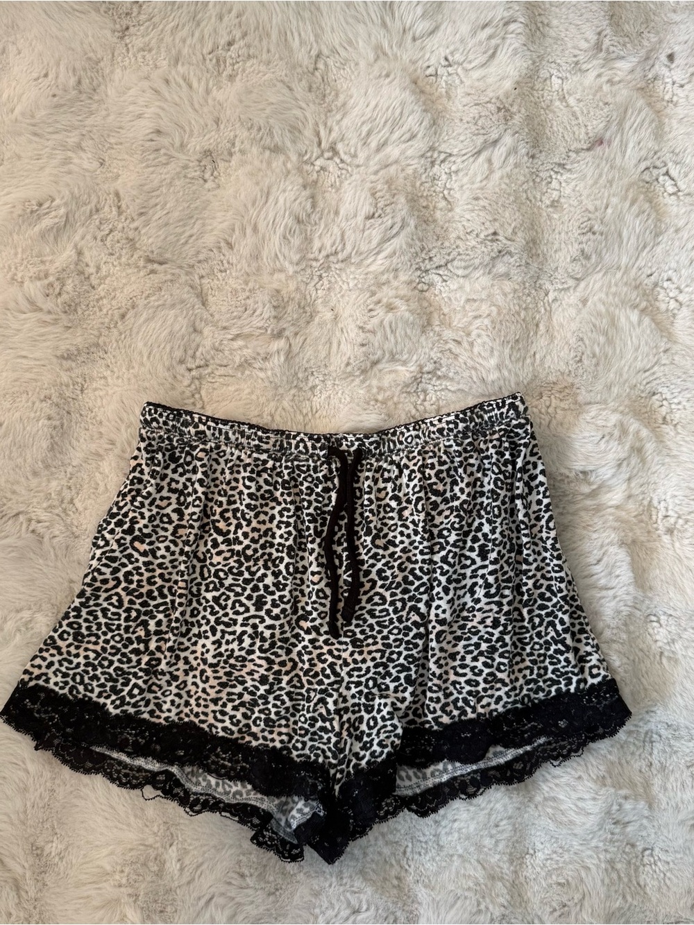 Y2K Leopard Print Lace Pajama Shorts